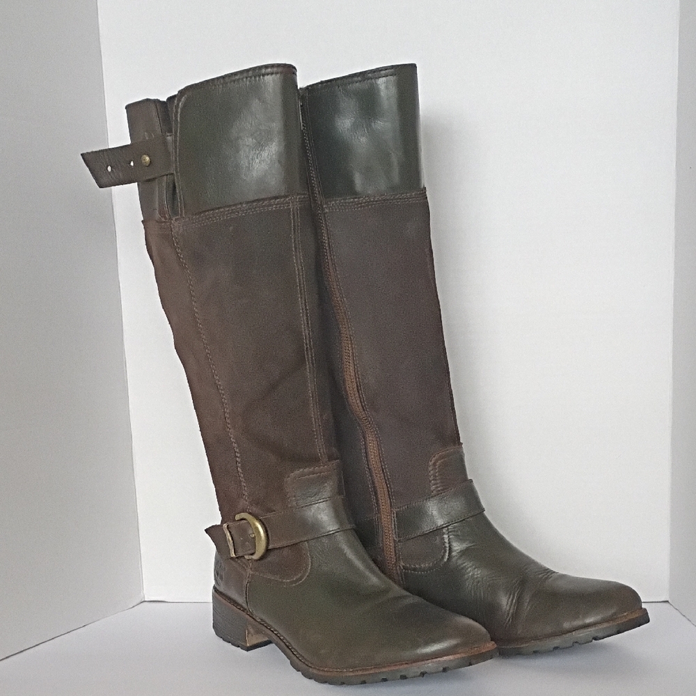 Timberland Brown Leather Tall Boots Size 11 - Picture 2 of 9